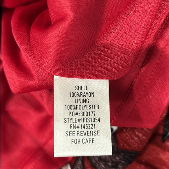 BRAND NEW! Hi Low Skirt, Floral Faux Button Down Front, Red/Maroon/Crimson, - Picture 2 of 4